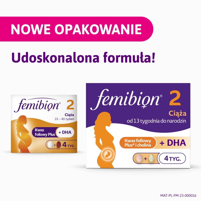 Femibion 2 Ciąża, uzupełnienie diety u kobiet od 13. tygodnia ciąży, 28 tabletek + 28 kapsułek