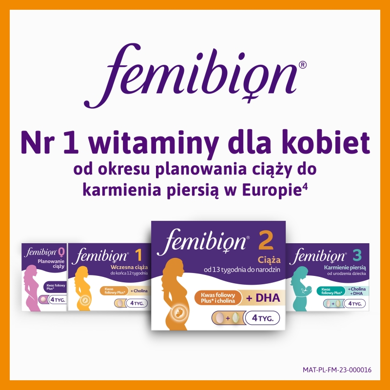 Femibion 2 Ciąża, uzupełnienie diety u kobiet od 13. tygodnia ciąży, 28 tabletek + 28 kapsułek