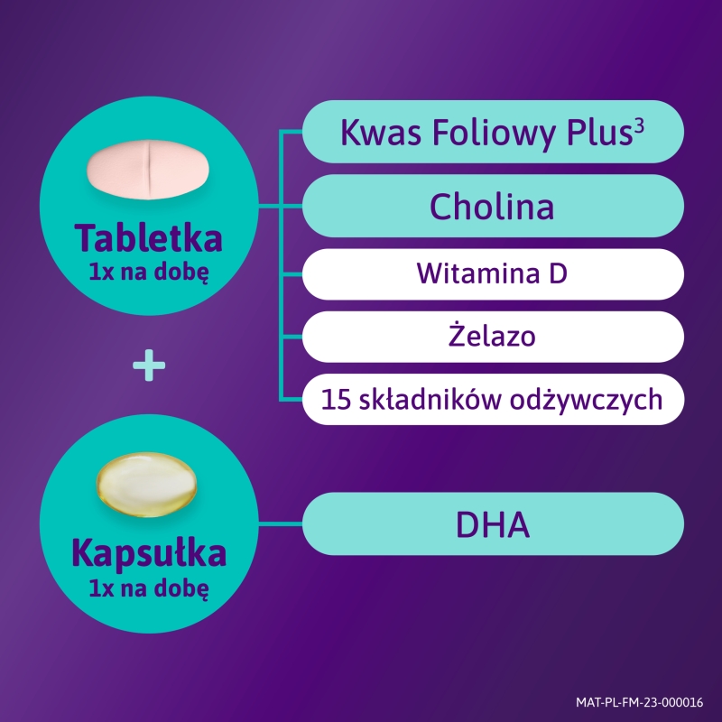 Femibion® 3 Karmienie Piersią, kwas foliowy plus, DHA, 28 tabletek i 28 kapsułek