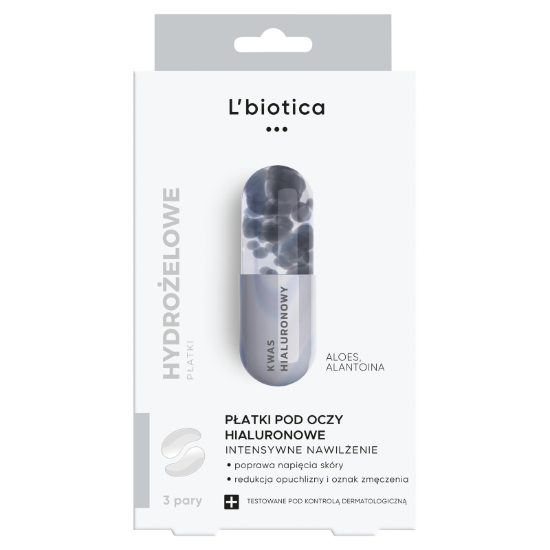 L'biotica Hialuronowe płatki pod oczy  intensywnie nawilżające, 3 pary