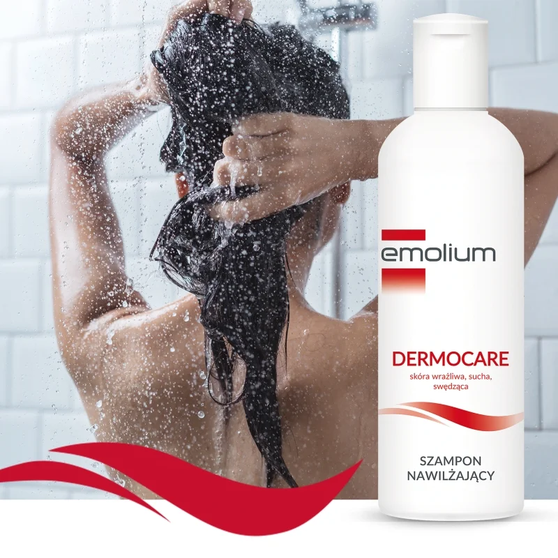 Emolium Dermocare, szampon nawilżający do skóry wrażliwej, suchej, skłonnej do alergii, 200 ml
