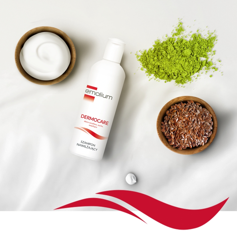 Emolium Dermocare, szampon nawilżający do skóry wrażliwej, suchej, skłonnej do alergii, 200 ml