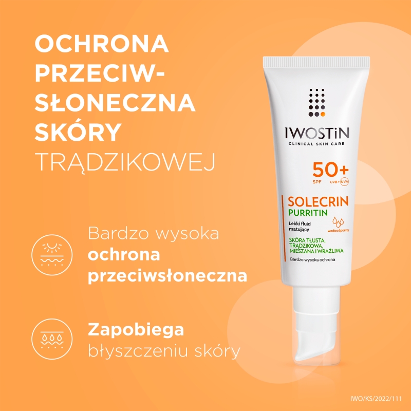Iwostin Solecrin Purritin, lekki fluid matujący SPF 50+, 40 ml