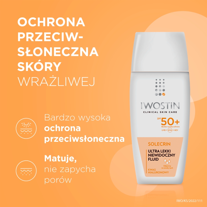 Iwostin Solecrin, fluid ultra lekki do skóry wrażliwej  SPF 50+, 40 ml