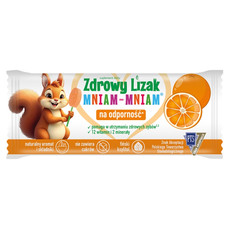 Zdrowy Lizak Mniam-Mniam o smaku pomarańczowym, 1 szt.