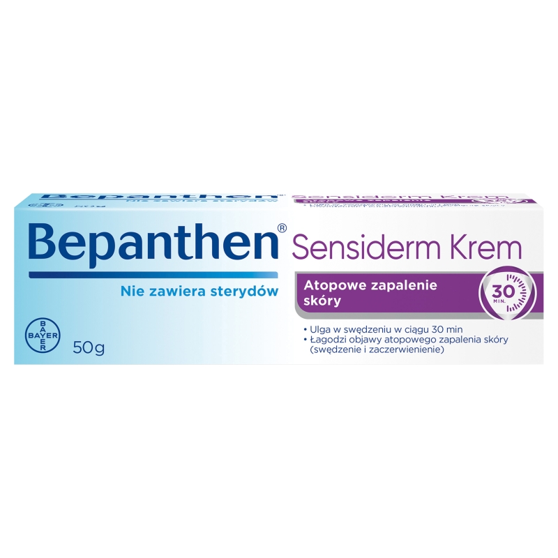 Bepanthen Sensiderm krem łagodzący zaczerwienienie i swędzenie przy atopowym zapaleniu skóry i egzemie, tuba 50 g