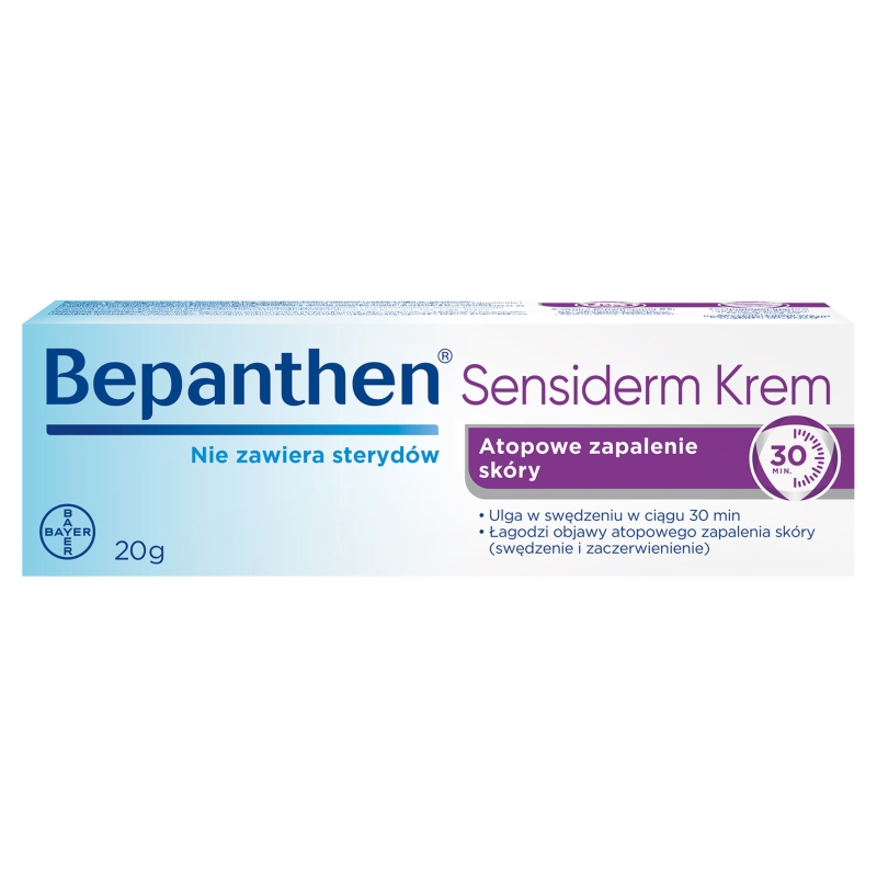 Bepanthen Sensiderm Krem krem łagodzący zaczerwienienie i swędzenie przy atopowym zapaleniu skóry i egzemie, tuba 20 g