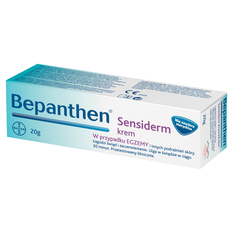 Bepanthen Sensiderm Krem, krem łagodzący zaczerwienienie i swędzenie przy atopowym zapaleniu skóry i egzemie, tuba 20 g