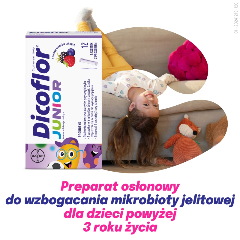 Dicoflor Junior, proszek ze składnikami wspierającymi odporność, 12 sasz.