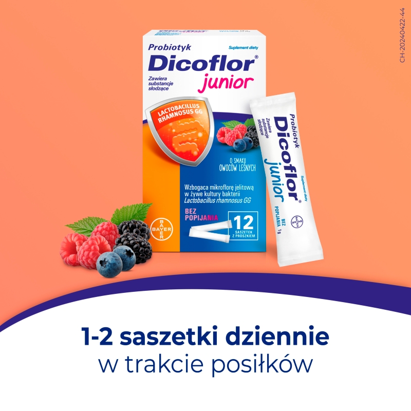 Dicoflor Junior, proszek ze składnikami wspierającymi odporność, 12 sasz.