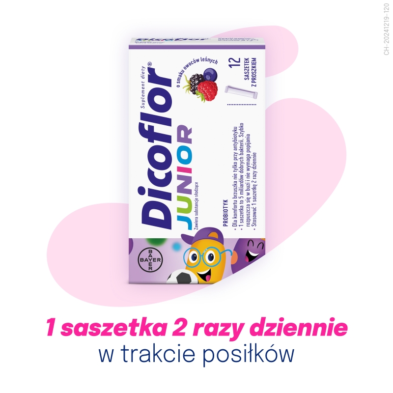Dicoflor Junior, proszek ze składnikami wspierającymi odporność, 12 sasz.