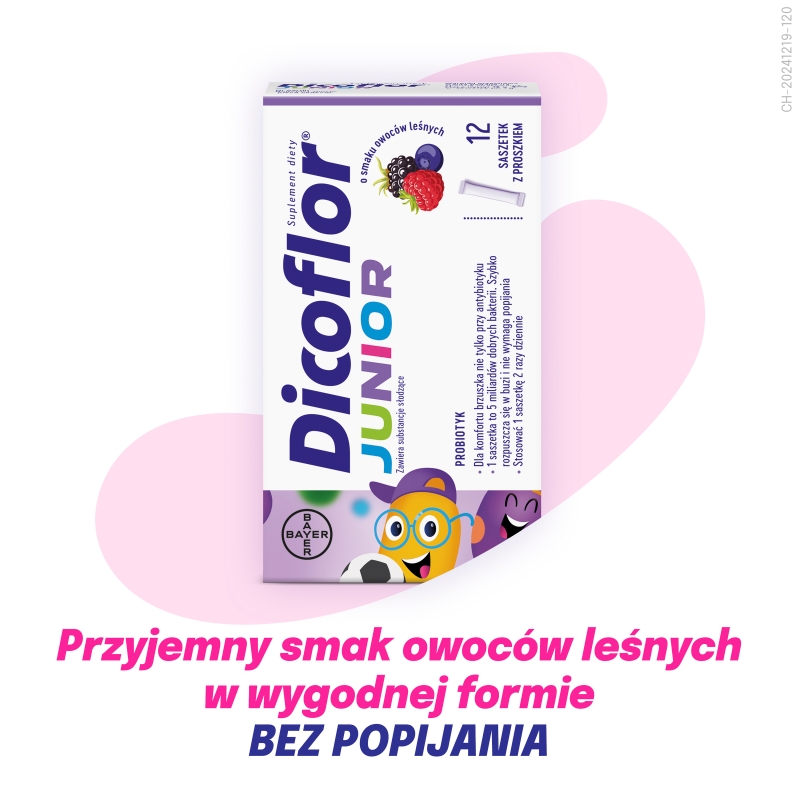Dicoflor Junior, proszek ze składnikami wspierającymi odporność, 12 sasz.