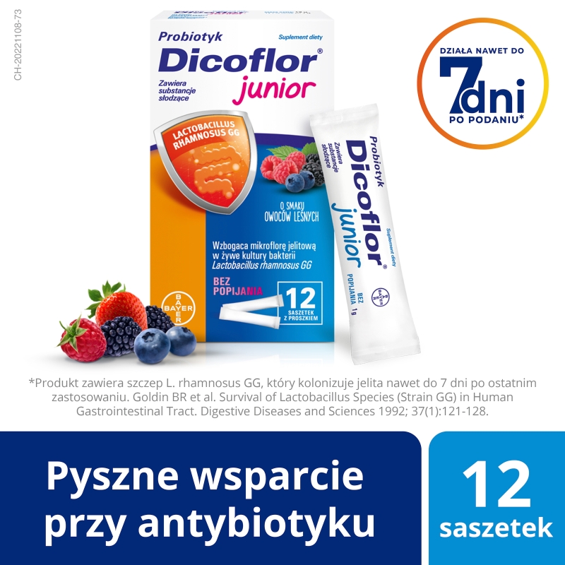 Dicoflor Junior, proszek ze składnikami wspierającymi odporność, 12 sasz.