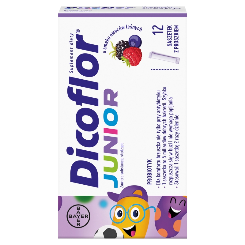Dicoflor Junior, proszek ze składnikami wspierającymi odporność, 12 sasz.