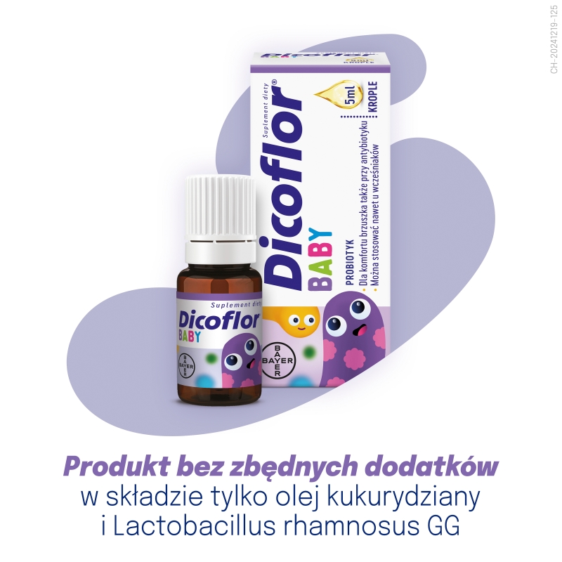 Dicoflor baby, krople probiotyczne ze składnikami wspierającymi mikroflorę jelitową, 5 ml