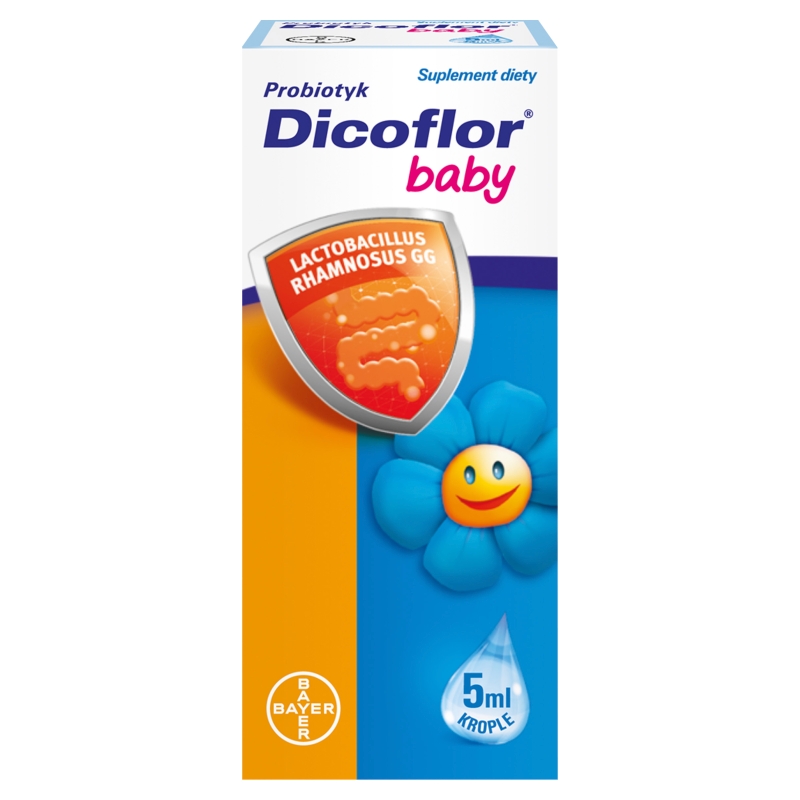 Dicoflor baby, krople probiotyczne ze składnikami wspierającymi mikroflorę jelitową, 5 ml