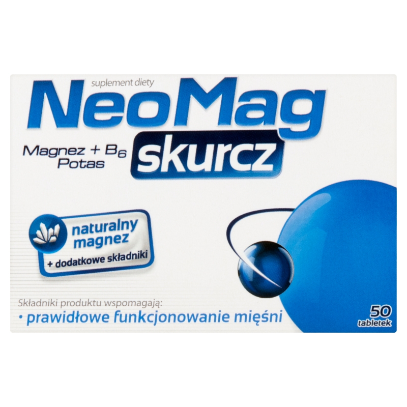 NeoMag skurcz, tabletki ze składnikami wspomagającymi prawidłowe funkcjonowanie mięśni, 50 szt.