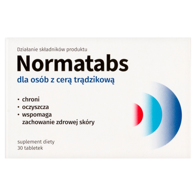 Normatabs, tabletki ze składnikami wspomagającymi w trądziku, 30 szt.