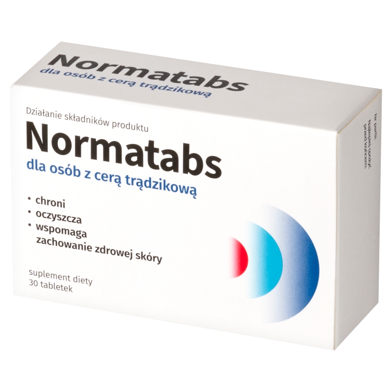 Normatabs, tabletki ze składnikami wspomagającymi w trądziku, 30 szt.