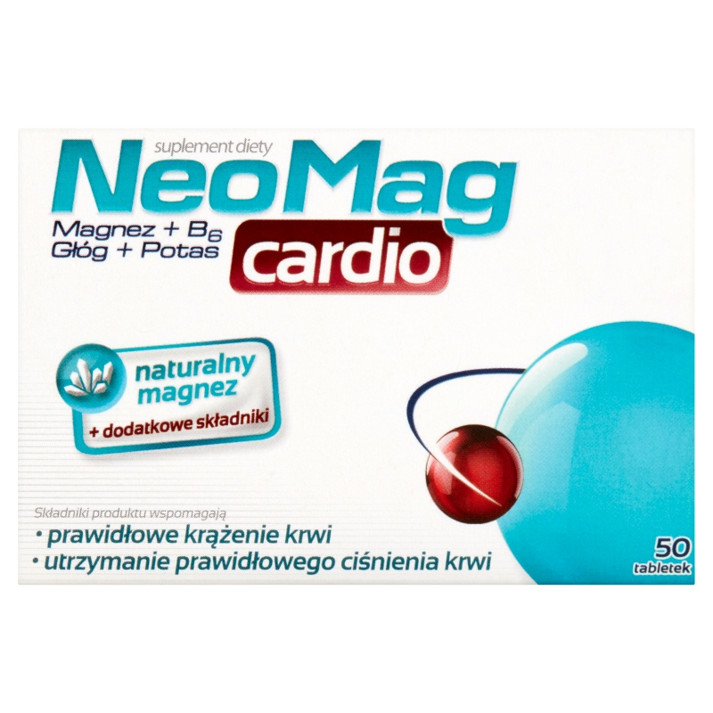 NeoMag cardio, tabletki ze składnikami wspierającymi prawidłowe krążenie krwi, 50 szt.