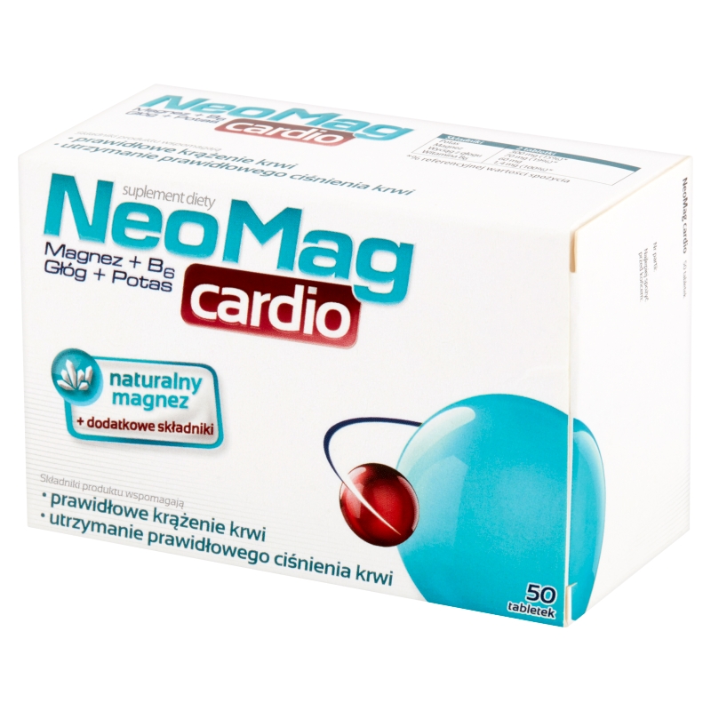 NeoMag cardio, tabletki ze składnikami wspierającymi prawidłowe krążenie krwi, 50 szt.