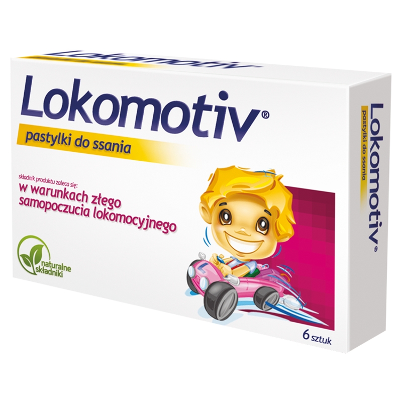 Lokomotiv, pastylki do ssania ze składnikami wspomagającymi w chorobie lokomocyjnej, 6 szt.