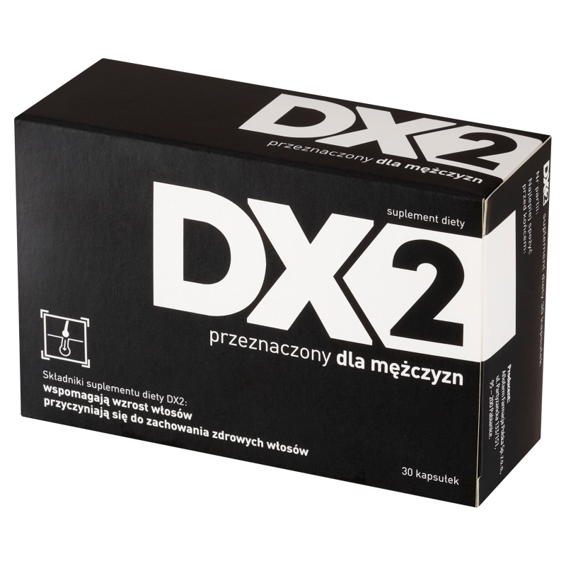 DX2 kapsułki , ze składnikami wzmacniającymi włosy dla mężczyzn, 30 szt. KRÓTKA DATA 30.06.2025