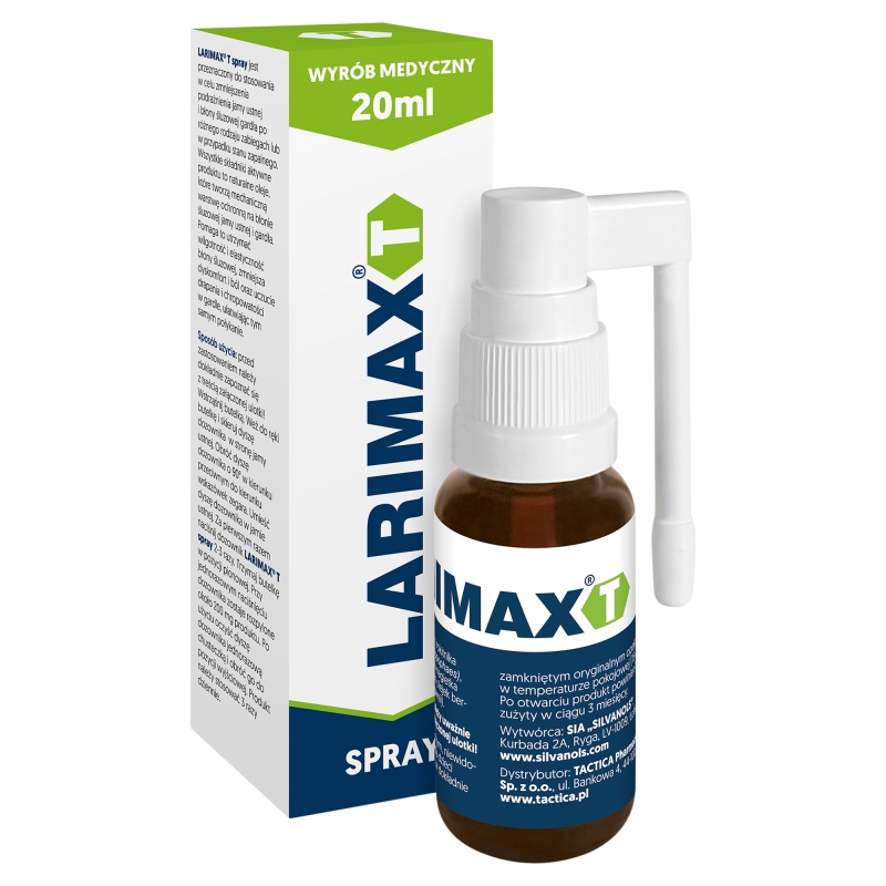 Larimax T, spray w stanach zapalnych błony śluzowej jamy ustnej i gardła, butelka 20 ml