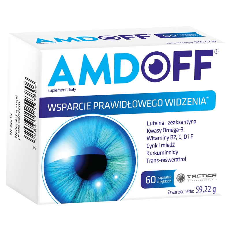 Amdoff kapsułki miękkie ze składnikami wspierającymi wzrok, 60 szt.