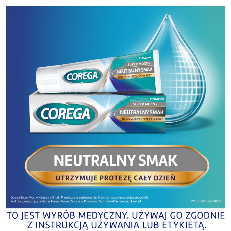 Corega Super Mocny neutralny smak, krem do mocowania protez zębowych, tuba 40 g