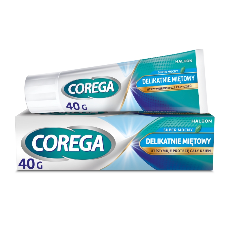 Corega Super Mocny delikatnie miętowy, krem do mocowania protez zębowych, 40g