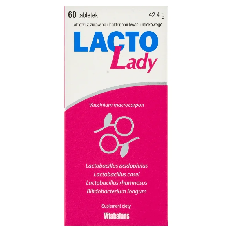 LactoLady , tabletki z żurawiną dla osób dbających o zdrowie dróg moczowych, 60 szt.