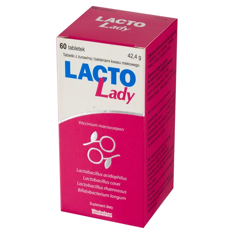LactoLady , tabletki z żurawiną dla osób dbających o zdrowie dróg moczowych, 60 szt.