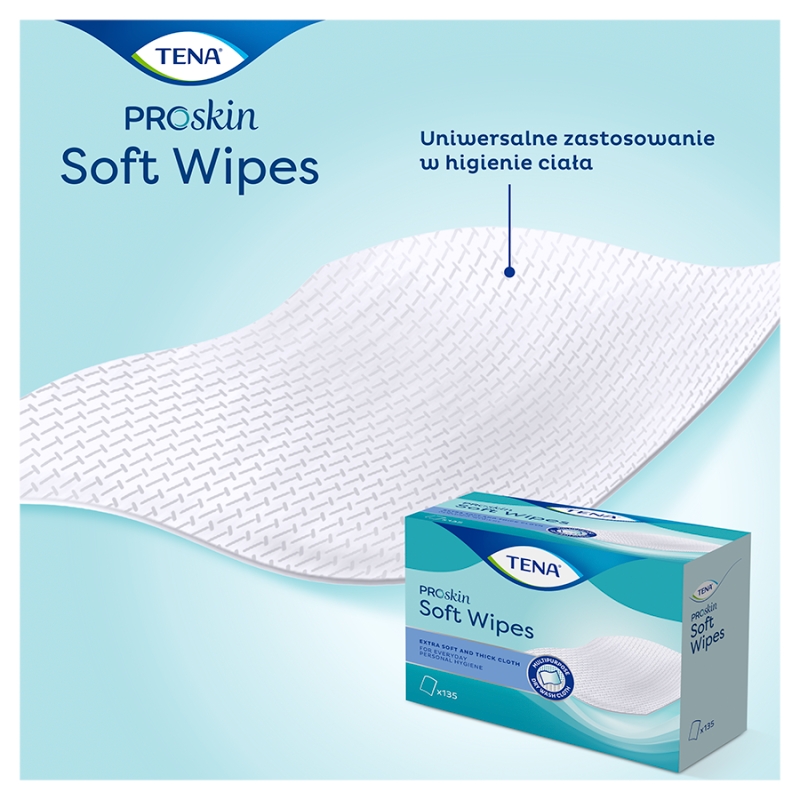 TENA Proskin, chusteczki oczyszczające suche, 135 szt.