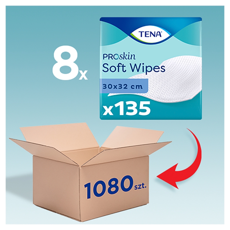TENA Proskin, chusteczki oczyszczające suche, 135 szt.