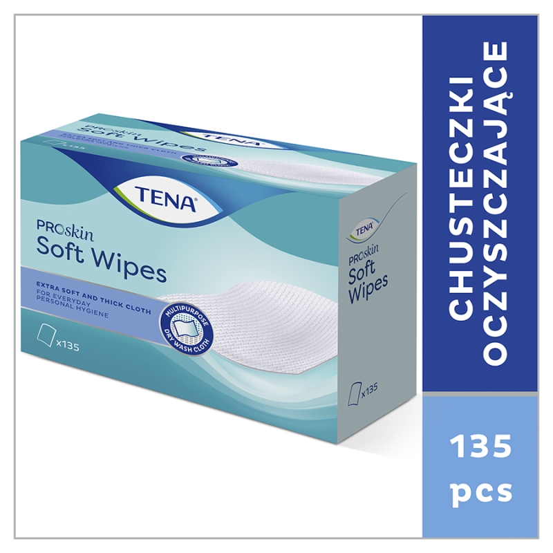 TENA Proskin, chusteczki oczyszczające suche, 135 szt.