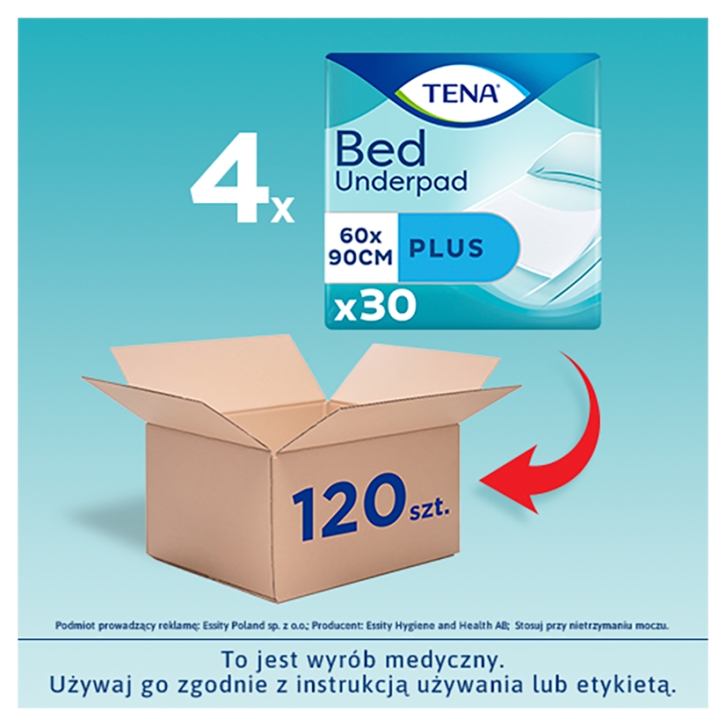 TENA Bed Plus, podkłady chłonne na łóżko 60 x 90 cm, 30 szt.