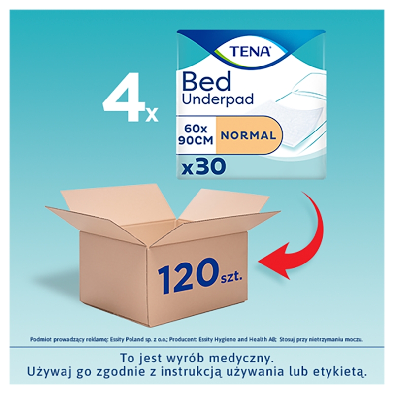 Tena Bed Normal, podkłady chłonne, 60 x 90 cm, 30szt.