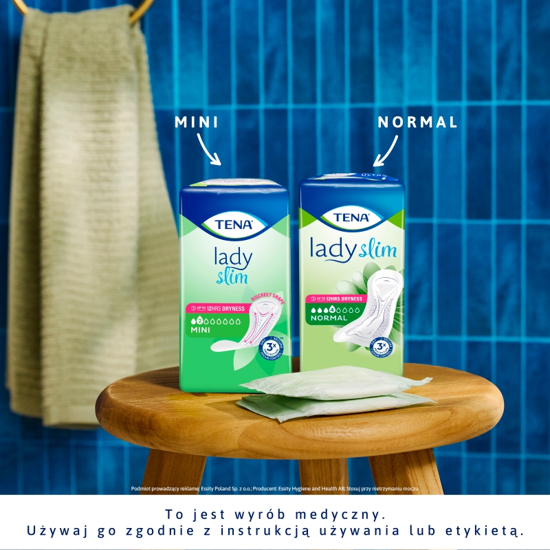 Tena Lady Slim Mini Plus , wkładki anatomiczne na nietrzymanie moczu, 16 szt.