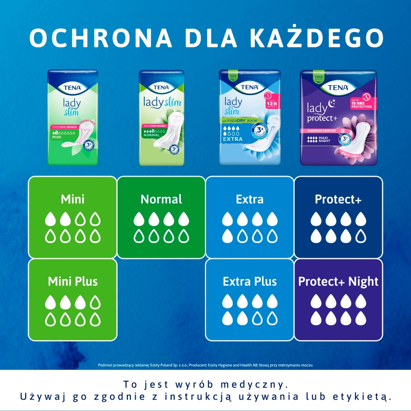 Tena Lady Slim Mini Plus , wkładki anatomiczne na nietrzymanie moczu, 16 szt.