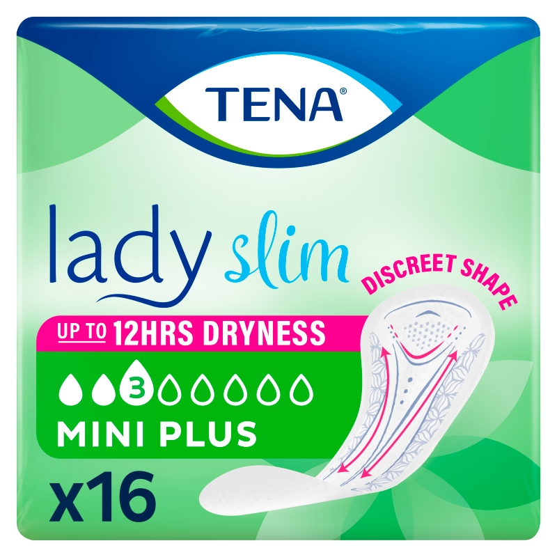 Tena Lady Slim Mini Plus , wkładki anatomiczne na nietrzymanie moczu, 16 szt.