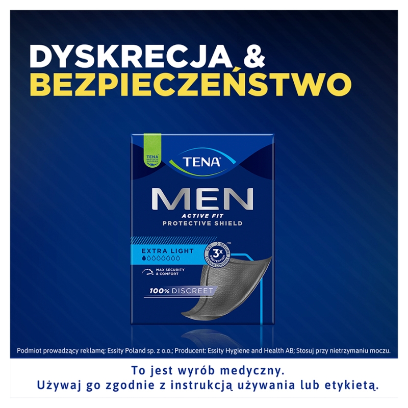 Tena Men Active Fit Extra Light, wkładki anatomiczne dla mężczyzn, 14 szt.