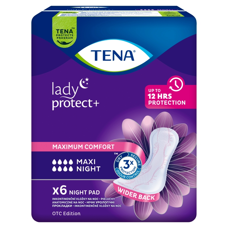 Tena Lady Maxi Night, wkładki anatomiczne na noc, 6 szt.