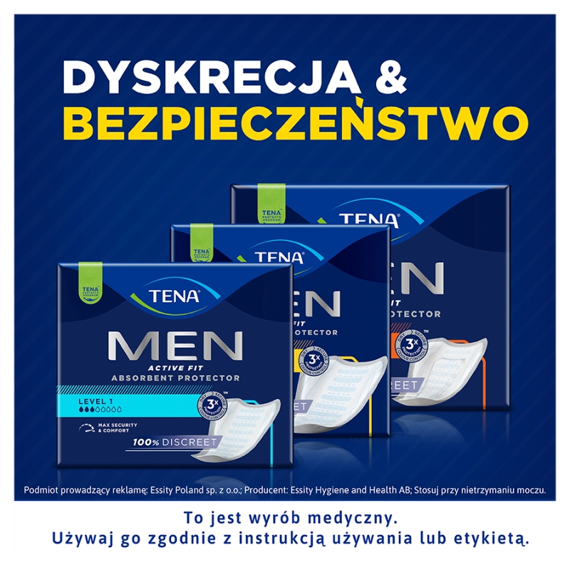 Tena Men Active Fit, wkładki anatomiczne, level 1, 20 szt