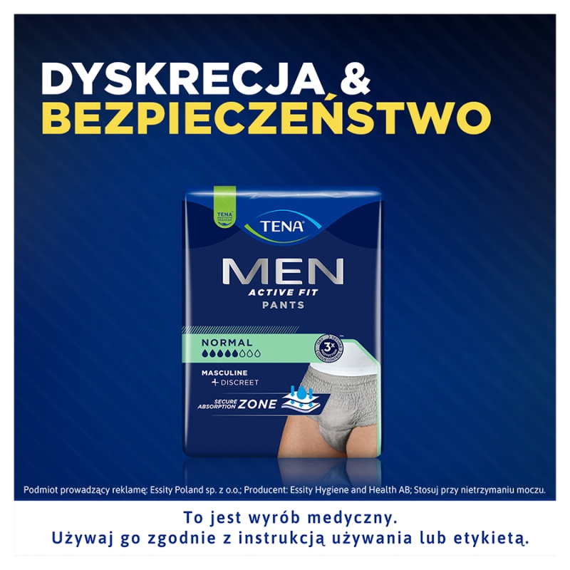 TENA Men Pants, majtki chłonne Normal Grey S/M, 9 szt.