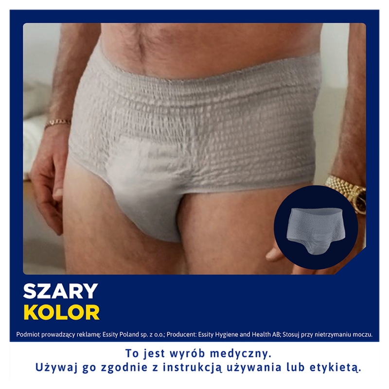 TENA Men Pants, majtki chłonne Normal Grey S/M, 9 szt.