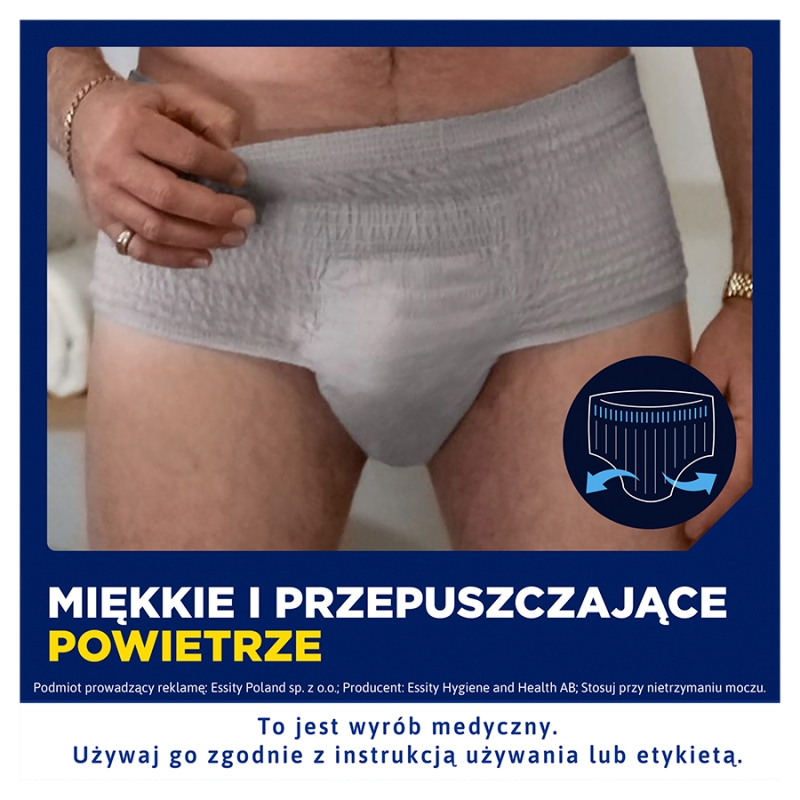 TENA Men Pants, majtki chłonne Normal Grey S/M, 9 szt.