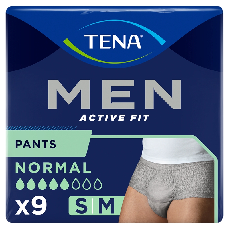 TENA Men Pants, majtki chłonne Normal Grey S/M, 9 szt.