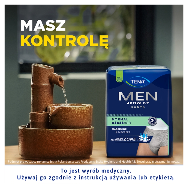 TENA MEN Active Fit Pants, majtki chłonne Normal Grey L/XL, 8 szt.