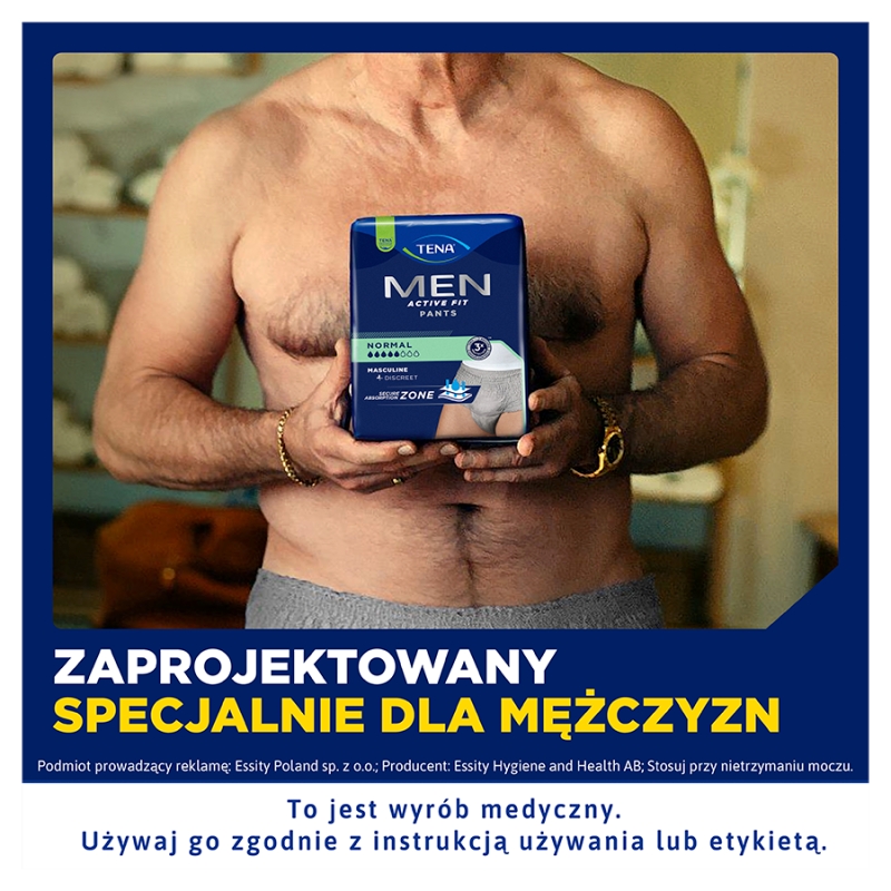 TENA MEN Active Fit Pants, majtki chłonne Normal Grey L/XL, 8 szt.